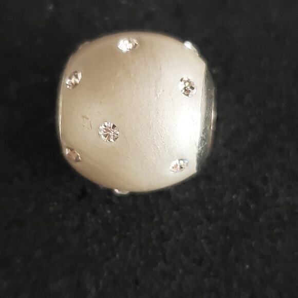 IBB White Charm Pearl Finish with Crystal Accents Fits Popular Bracelets - Picture 2 of 4